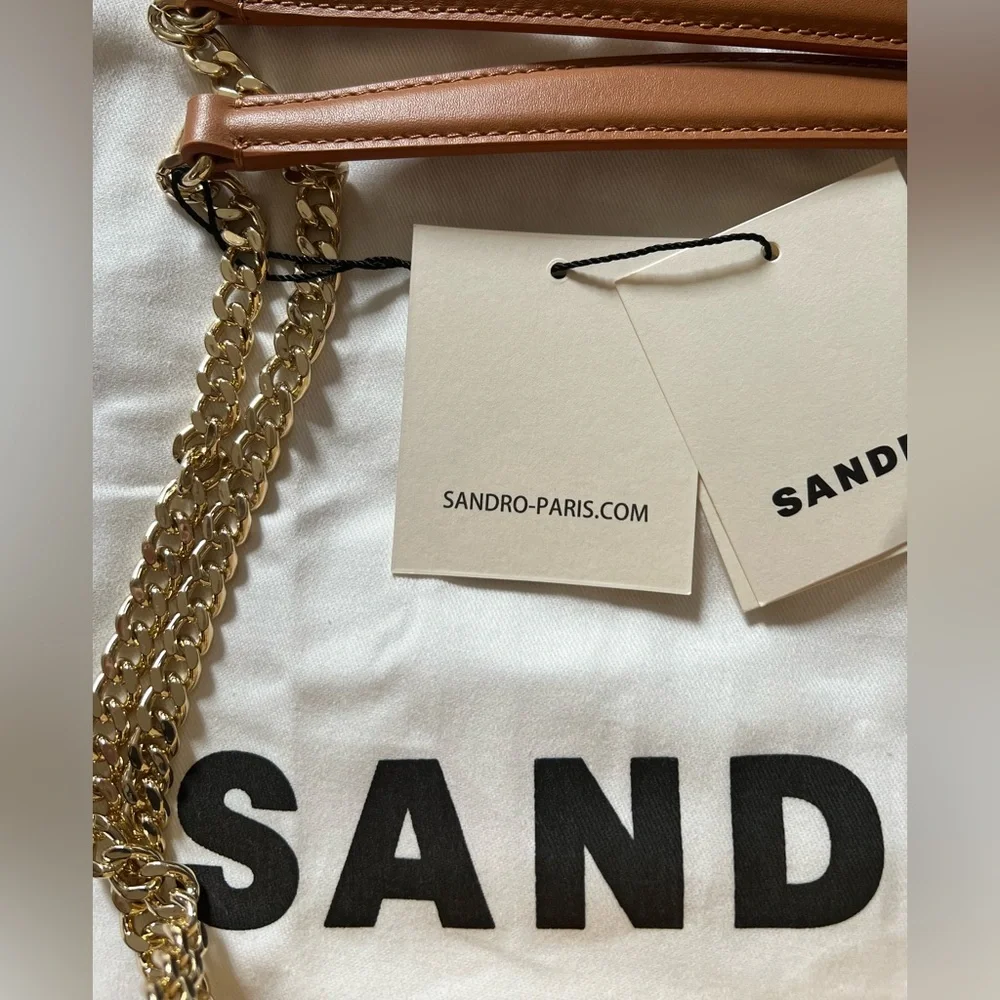 Sandro YZA Paille Wicker Raffia Straw Bag Purse Shoulder Crossbody Gold NWT